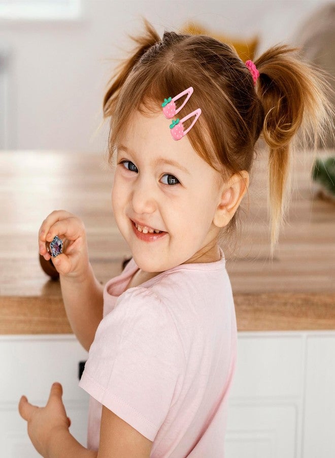 Ymapinc 4Pcs Strawberry Hair Clips for Women Girls – Pink Cute Hair Accessories, Kawaii Plastic Snap Barrettes for Teens, Kids, Party Gifts - Image 5